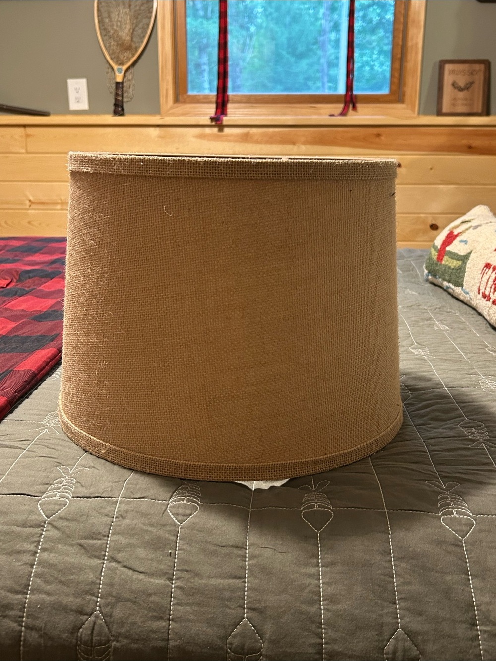 Natural Burlap Lamp Shade - Neutral Tan - Picture 3 of 7